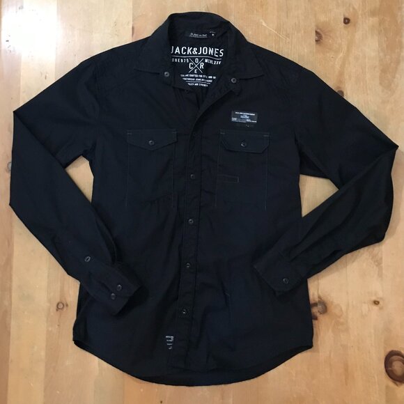 Jack & Jones Black Dress Shirt – Rain Shirt L/S Core – Size M - Picture 1 of 7